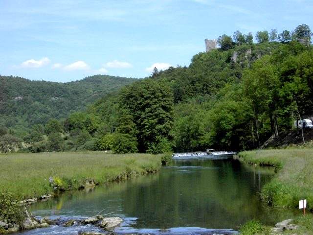 Streitberg: Das Wiesent-Wehr beim Streitberger Freibad (Bild 20018)