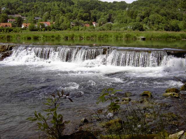 Streitberg: Das Wiesent-Wehr beim Streitberger Freibad (Bild 20019)