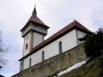Die ehemalige Kirche "St. Gangolf" mit dem Wehrturm