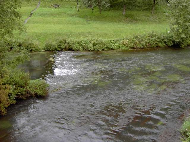 von Behringersmhle nach Waischenfeld: Mndung der Pttlach (links) in die Wiesent bei Behringersmhle (Bild 64001)