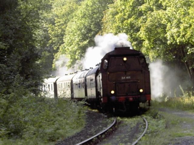 Dampfbahn Frnkische Schweiz: Zug der DFS bei der Einfahrt in den Bahnhof Gweinstein (Bild 71023)