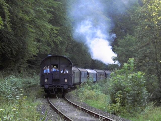 Dampfbahn Frnkische Schweiz: Zug der DFS bei der Rckfahrt fluabwrts (Bild 71024)