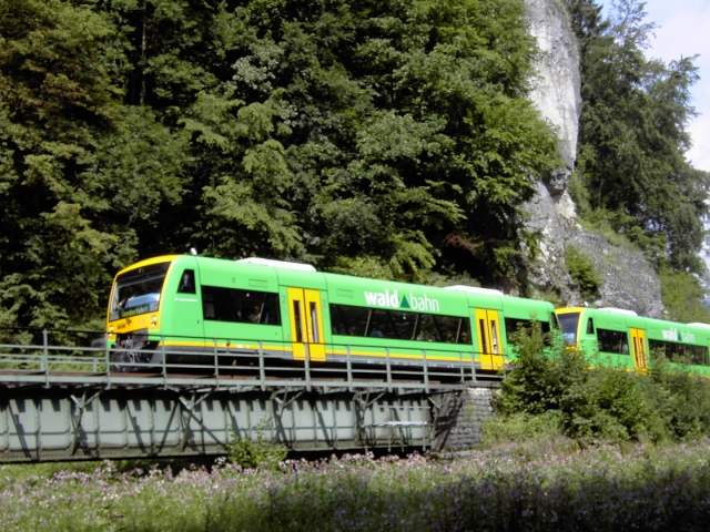 30 Jahre DFS: "Gast-Loks" zum Fest: Triebwagenzug der Regentalbahn Viechtach VT 28 (Bild 72020)
