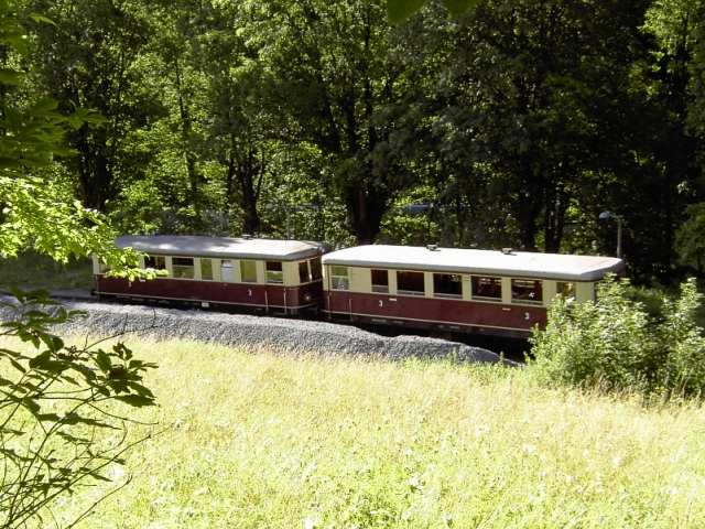 DFS-Lokalbahnfest am 16.07.2006: Triebwagenzug VT 135069 verlt den Bahnhof Gweinstein (Bild 74012)