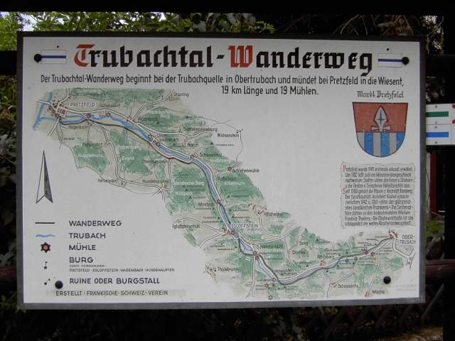 Wandern an der Trubach: Karte des Trubachtal-Wanderwegs in Pretzfeld (Bild 81014)
